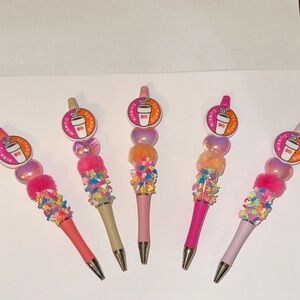 Colorful Handmade Pens with Dunkin Donuts Focals - 5 available